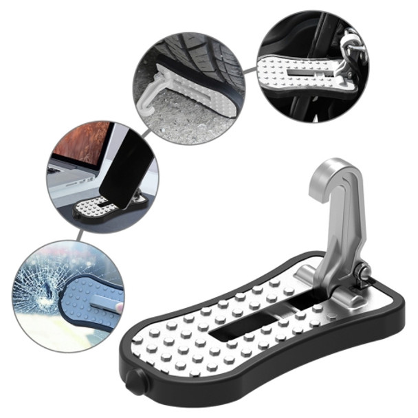 Multi-functional Car Door Sill Step Pedals Pads with Safety Hammer(Silver)