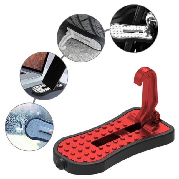 Multi-functional Car Door Sill Step Pedals Pads with Safety Hammer(Red)