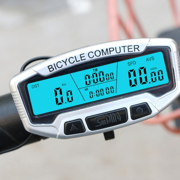 SUNDING SD-558A Bicycle Computer Wired Stopwatch Bicycle Speedometer Digital Odometer Rainproof LCD Backlight Stopwatch