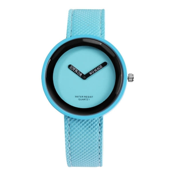 Simple Style Round Dial Matte Leather Strap Quartz Watch for Men / Women(Blue)