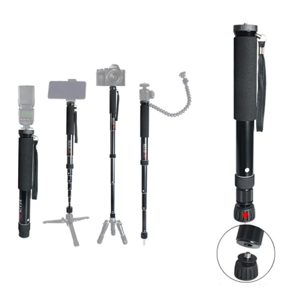 BEXIN P308B Portable Travel Outdoor DSLR Camera Aluminum Alloy Monopod Holder (Black)