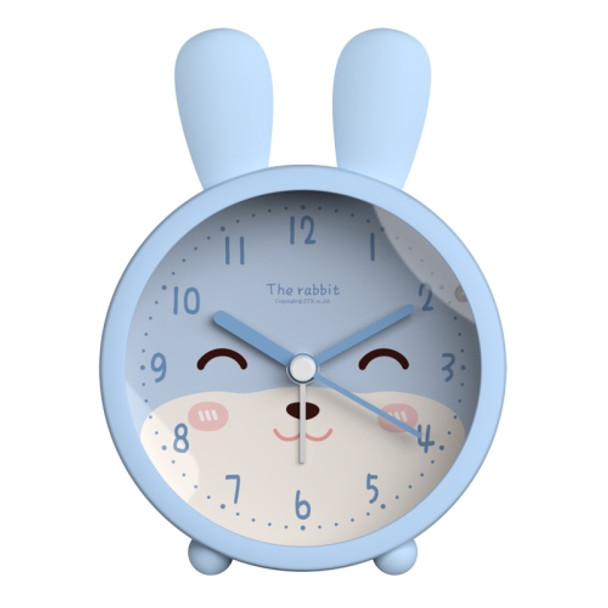 Children Student Silicone Alarm Clock Bedroom Bedside Night Light Mute Clock(Blue Rabbit)