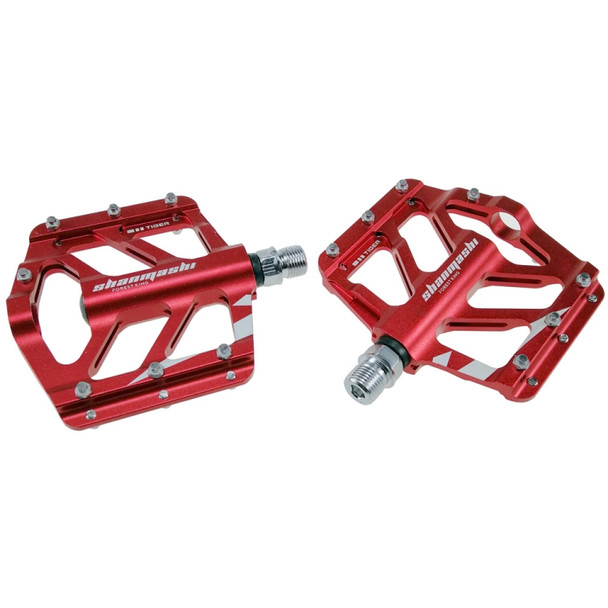 SHANMASHI TIGER 1 Pair Anti-slip Foot Pedal  Aluminium Shaft Mountain Bike Pedal(Red)