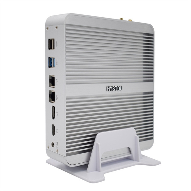 HYSTOU P03B-I5-7360U Fanless Mini PC Intel Core i5 7260u Processor Quad Core up to 2.2GHz, RAM: 4G, ROM: 128G, Support Win 7 / 8 / 10 / Linux(White)