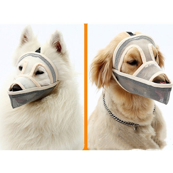 Small And Medium-sized Long-mouth Dog Mouth Cover Teddy Dog Mask, Size:M(Cream-coloured)