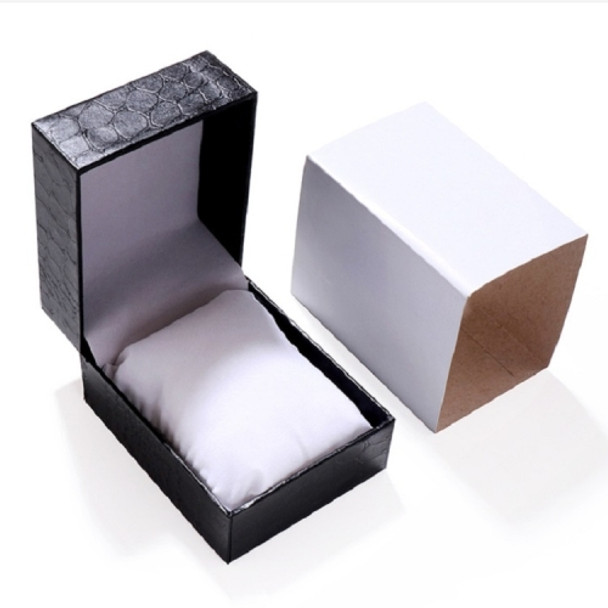 6 PCS PU+ Crocodile Texture Clamshell Watch Box Bracelet Box Packaging Box Jewelry Gift Box(Crocodile pattern black inner white)