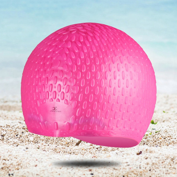 Larger Version Water Drop Shape Silicone Swimming Cap(Pink)