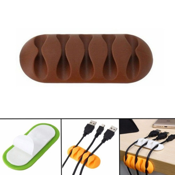 10 PCS Pasteable Five-hole TPR Wire Storage Organizer Data Cable Holder(Coffee)