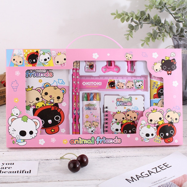 2 Sets 102 Primary School Student Activity Prize Cartoon Stationery Gift Children Stationery Set(Pink Cat)