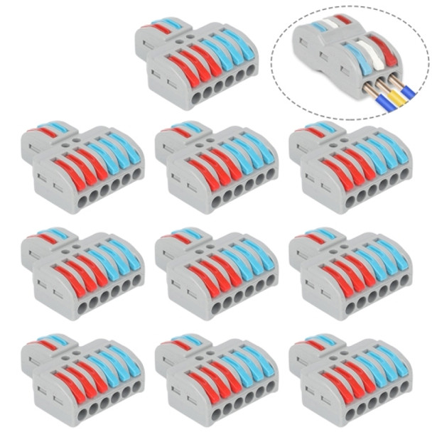 10 PCS SPL-62 2 In 6 Out Colorful Quick Line Terminal Multi-Function Dismantling Wire Connection Terminal