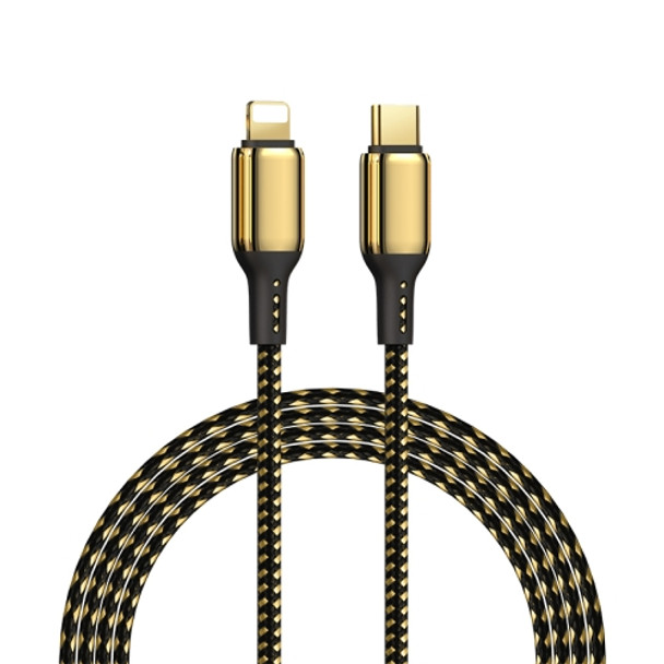 WiWU GD-103 3A USB-C / Type-C to 8 Pin Zinc Alloy + Nylon Braided Data Cable, Cable Length:3m(Gold)