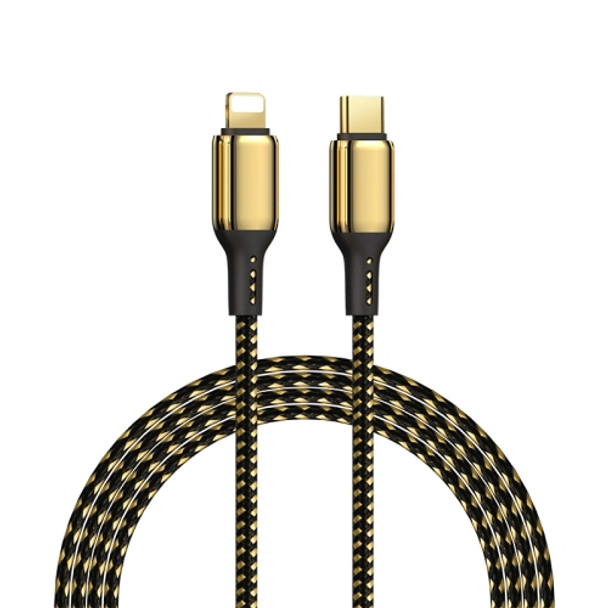 WiWU GD-103 3A USB-C / Type-C to 8 Pin Zinc Alloy + Nylon Braided Data Cable, Cable Length:1m(Gold)