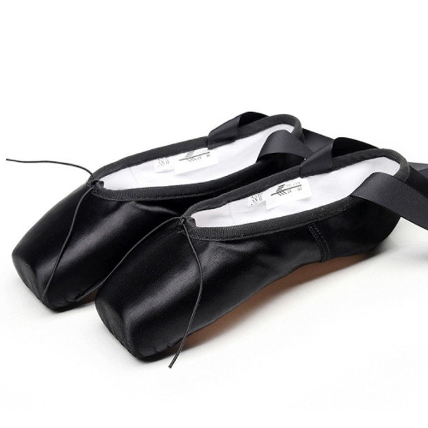 Ballet Lace Pointe Shoes Professional Flat Dance Shoes, Size: 34(Black)