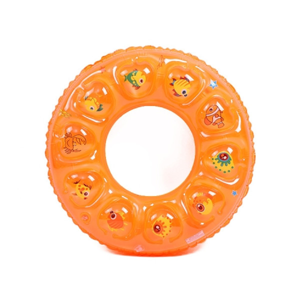 10 PCS Cartoon Pattern Double Airbag Thickened Inflatable Swimming Ring Crystal Swimming Ring, Size:90 cm(Orange)