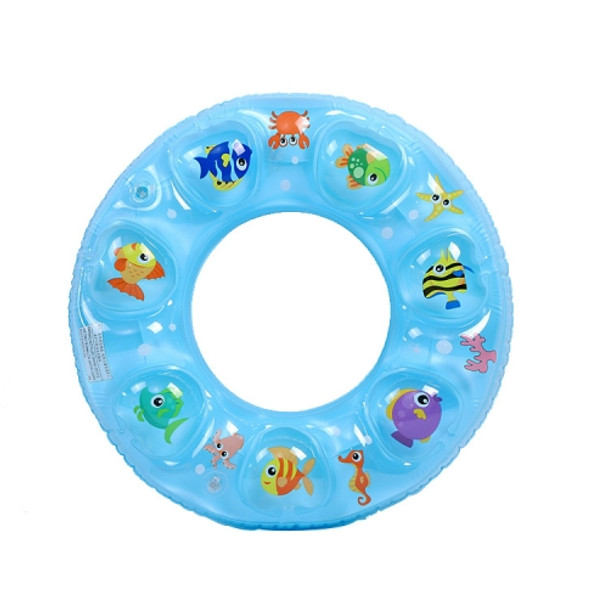 10 PCS Cartoon Pattern Double Airbag Thickened Inflatable Swimming Ring Crystal Swimming Ring, Size:50 cm(Blue)
