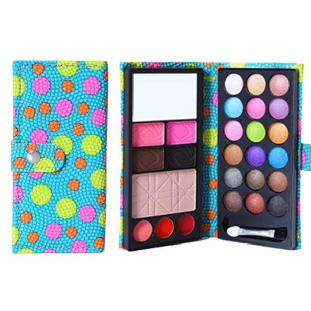 26 Colors Makeup 18 Colors Anti-blooming Eye Shadow Makeup Palette + Blush Pressed Powder Frozen Lipstick Eyebrow Powder with Mirror & Brush, Wallet Case Style Set(Blue)