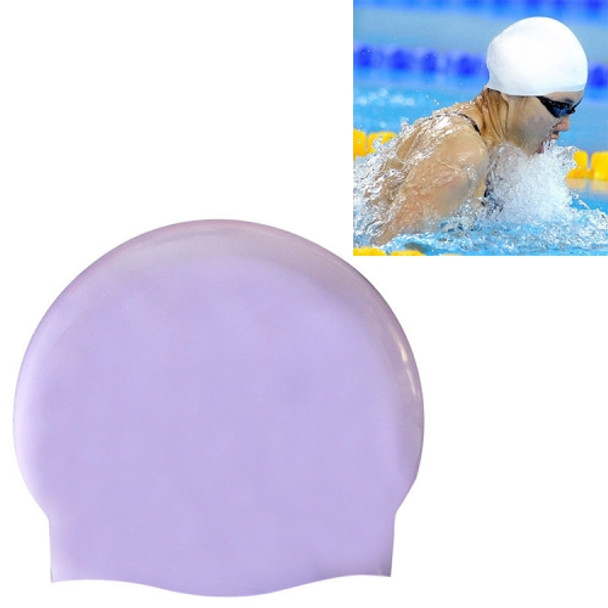 Glossy Seamless Pure Silicone High Elasticity Professional Swimming Cap(Purple)