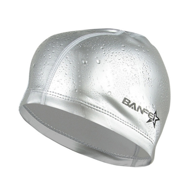 Adult Unisex PU Coated Comfortable Waterproof Swimming Cap(Silver Grey)