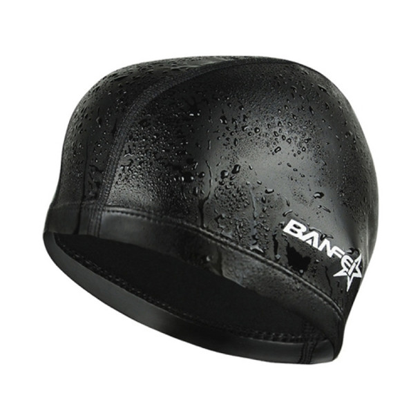 Adult Unisex PU Coated Comfortable Waterproof Swimming Cap(Black)