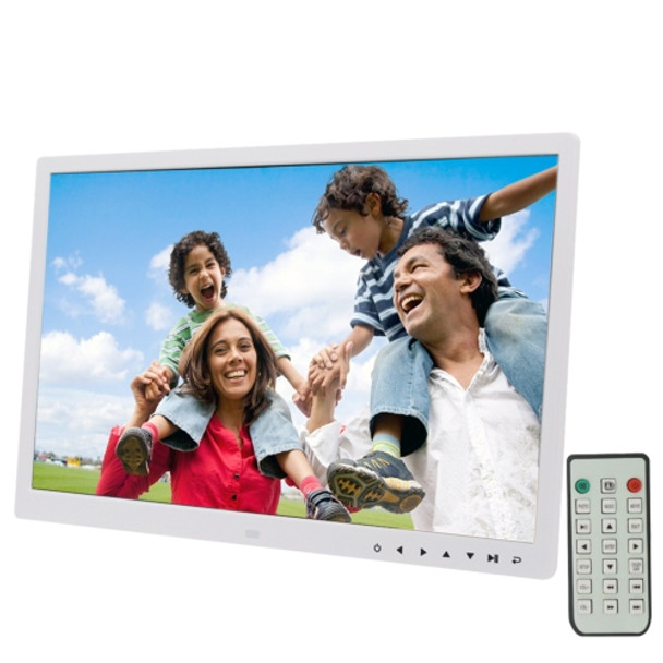 17.0 inch LED Display Digital Photo Frame with 7-keys Touch Button Control / Holder / Remote Control, Allwinner Technology, Support USB / SD Card Input / OTG, US/EU/UK Plug(White)