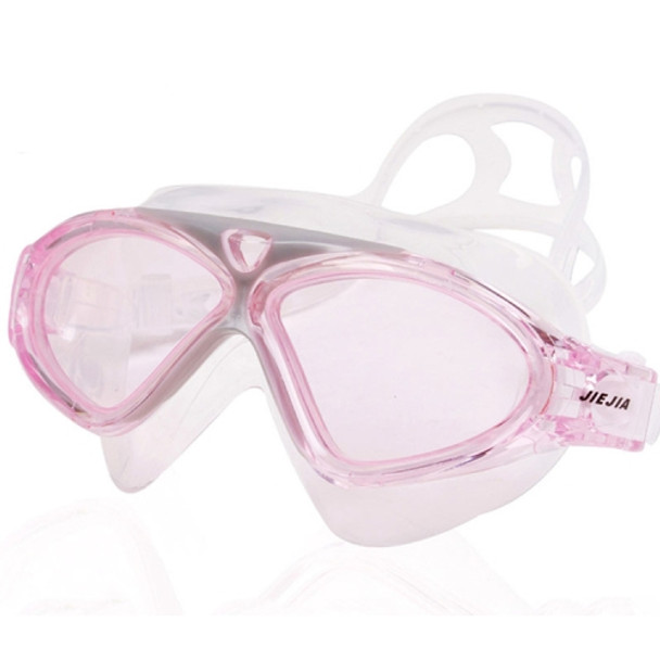 JIEJIA J8170 Large Frame Adult Waterproof and Anti-fog Swimming Glasses(Pink Transparent)