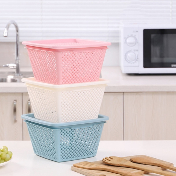 3 PSC Plastic Storage Basket Household Goods Hollow Drain Basket Kitchen Vegetable Washing Fruit Storage Basket Random Color Delivery