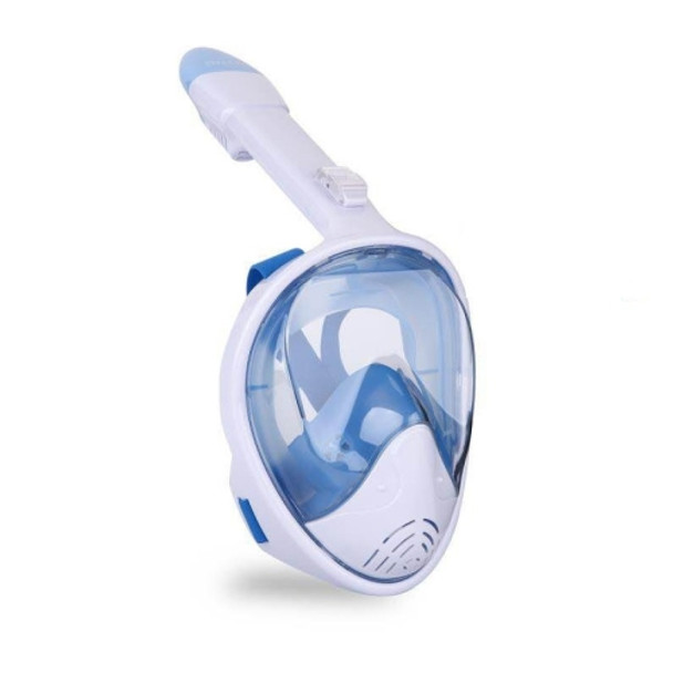 Full Dry Diving Mask Swimming Anti-Fog Snorkeling Mask, Size: S/M(White Blue)