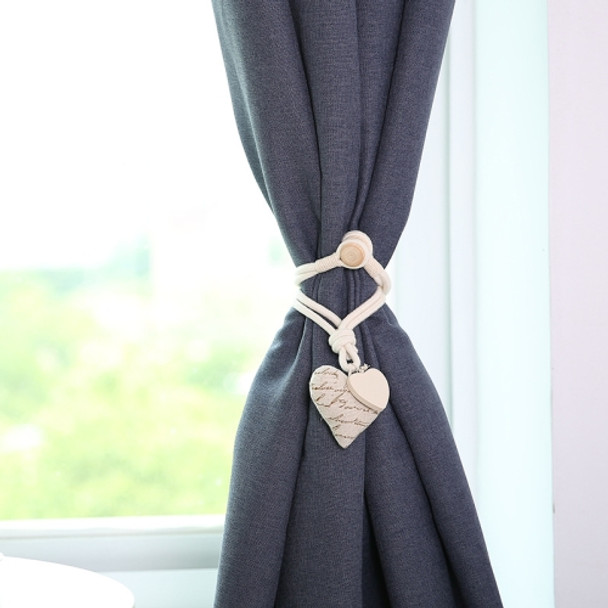 A005 Cotton And Linen Curtain Magnet Bandage Free Perforated Tassel Curtain Buckle(Coffee Letters)