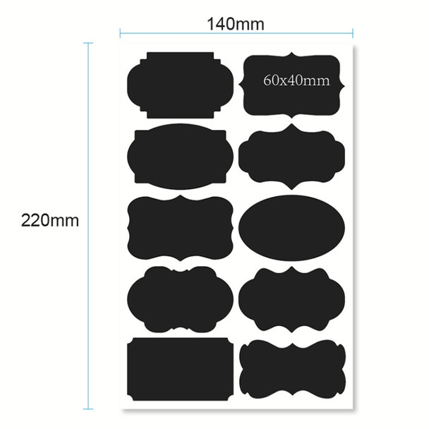 50 Sets Erasable Waterproof Removable Bottle Can PVC Blackboard Sticker 10PCS/Set  140x220mm