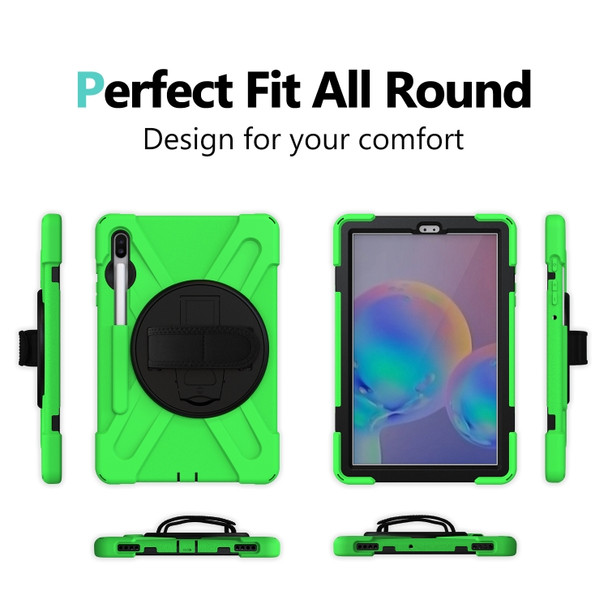 For Samsung Galaxy Tab S6 10.5 inch T860 / T865 Shockproof Colorful Silicone + PC Protective Case with Holder & Shoulder Strap & Hand Strap & Pen Slot(Green)