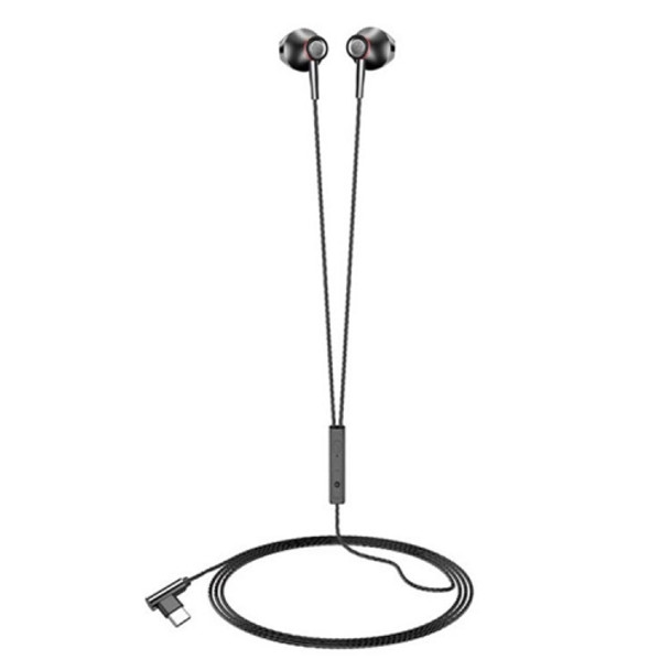F20 Metal Earphone Earbud Type-C Interface Universal Wire Earphones(Black Bagged)