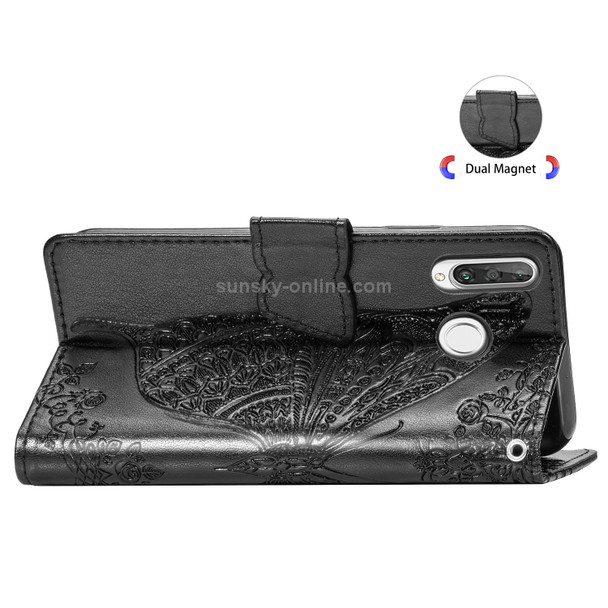 Butterfly Love Flowers Embossing Horizontal Flip Leather Case for Huawei P30 Lite / Nova 4e, with Holder & Card Slots & Wallet & Lanyard (Black)