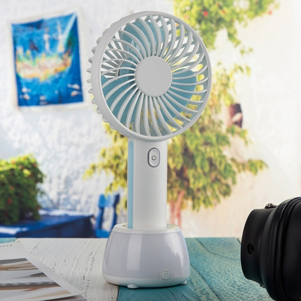 OCUBE D401 4W USB Charging Portable Handheld Electric Fan, with 3 Speed Control & LED Light Base (Blue)