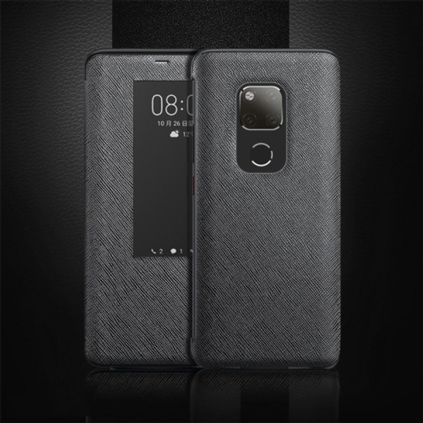 Cross Texture Horizontal Flip Leather Case for Huawei Mate 20 X, with Call Answering Function & Sleep / Wake-up (Black)