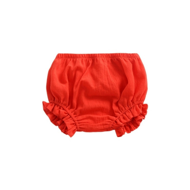 Pure Color Cotton And Linen Lace Casual Triangle Shorts (Color:Red Size:90)