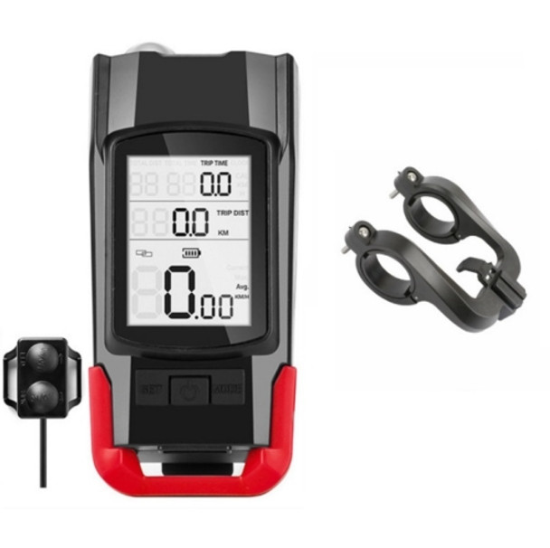 WEST BIKING 3 In 1 Wireless Bicycle Speedometer With Horn & Front Light Upgraded Version (Red)