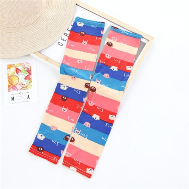 Summer Cute Driving Sunscreen Ice Silk Sleeves for Female, Size:One Size(Stripe)