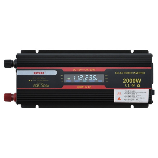 XUYUAN 2000W Car Inverter LCD Display Converter, Specification: 12V to 220V