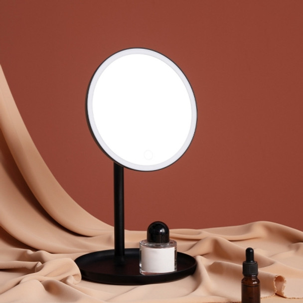 Lifting Makeup Mirror Desktop LED Light Desktop Portable Beauty Mirror(Black)