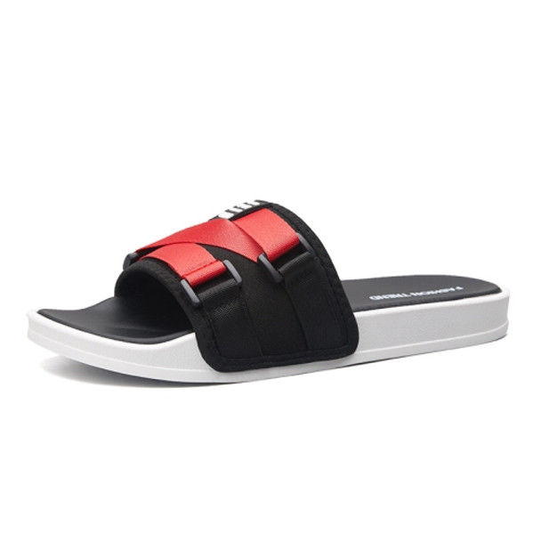 Men Fashion Outdoor Slippers Antiskid Soft Sole Beach Shoes, Size: 44-45(Black Red)