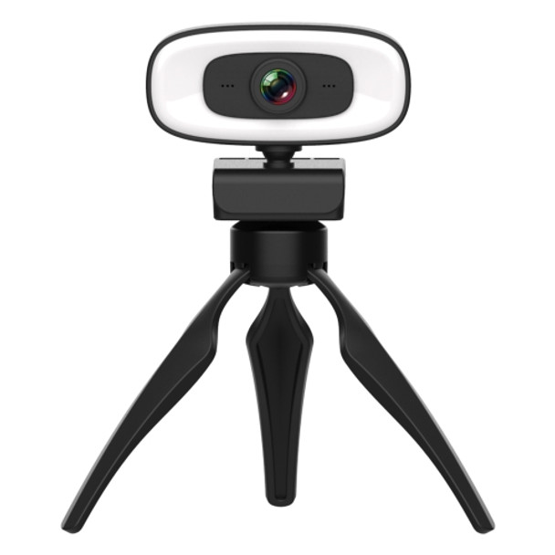 C10 2K HD Without Distortion 360 Degrees Rotate Three-speed Fill Light USB Free Drive Webcams, Built-in Clear Sound Microphone