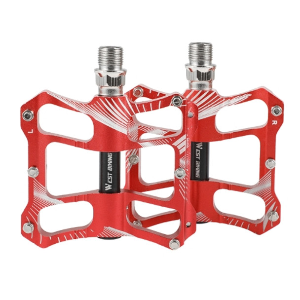WEST BIKING YP0802080 Bicycle Aluminum Alloy Pedal Riding Foot Pedal Bicycle Accessories(Red)