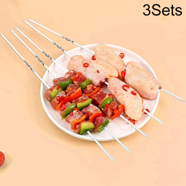 3 Sets Metal Square Flat Barbecue Stick BBQ Skewers