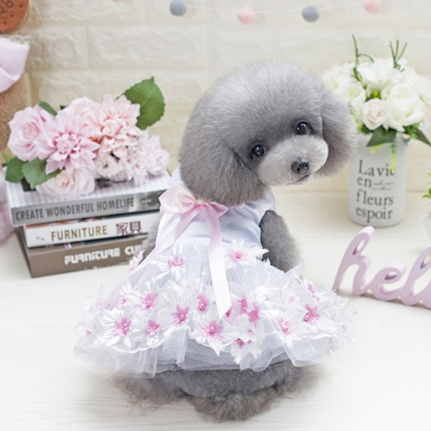 Pet Clothing Dog Skirt Spring And Summer Wedding Dress Skirt Double Heart Skirt, Size: L(Pink)