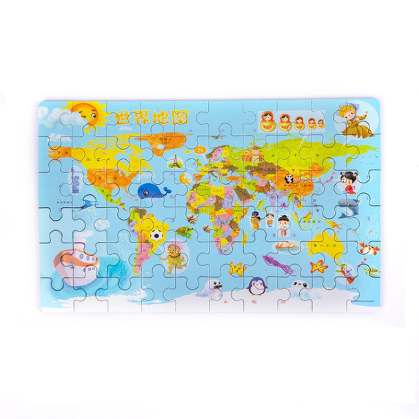2 PCS Children Montessori Iron Boxed Toy Baby Puzzle Enlightenment Early Education Building Block Puzzle Toy(World Map)