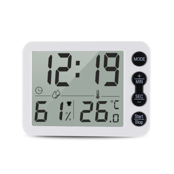 TS-9606-WB Large Screen Alarm Timer Temperature Humidity Meter(White Black)(White + Black)