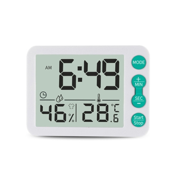 TS-9606-WG Large Screen Alarm Timer Temperature Humidity Meter(White Green)(White + Green)