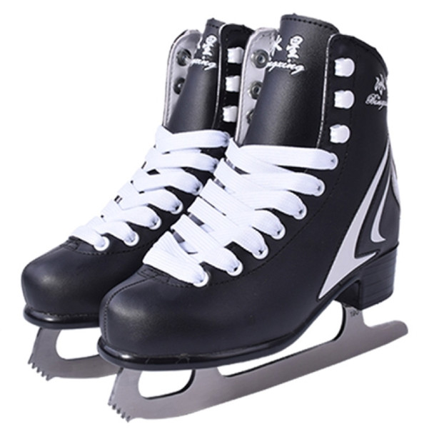 BING XING PVC Upper + Rubber + Stainless Steel Unisex Figure Skating Ice Skates Shoes, Size: 31(Black)