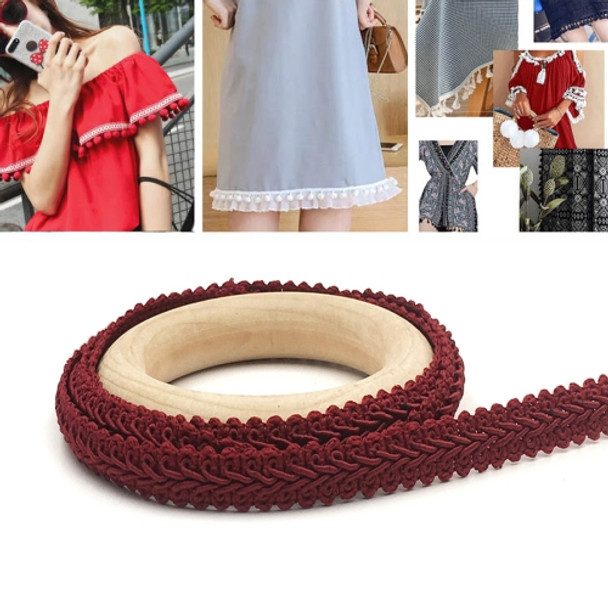 WG000312 Polyester Silk Centipede Shape Lace Belt DIY Clothing Accessories, Length: 25m, Width: 1.2cm(Wine Red)