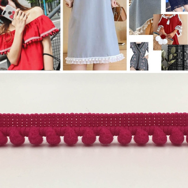 YB000110 Unilateral Fluff Ball Shape Lace Belt DIY Clothing Accessories, Length: 18.28m, Width: 1cm(Rose Red)